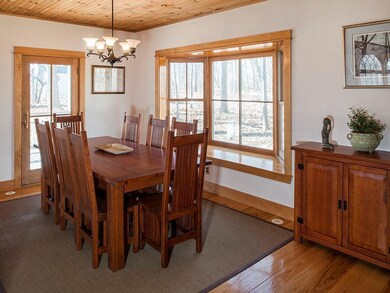The dining room is open to the...