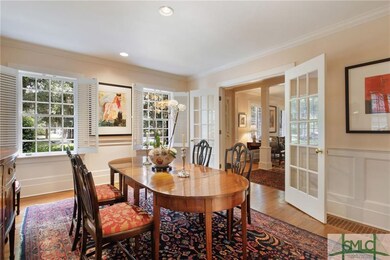 The dining room looking into the living room foyer