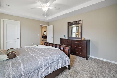 Primary bedroom features trey ceiling and walk-in closet
