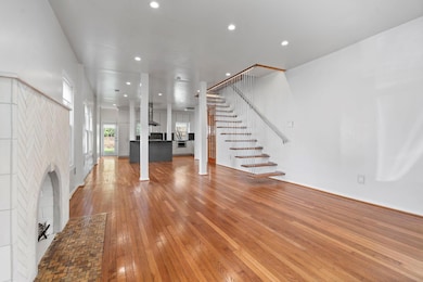 Unfurnished living room with a fireplace, recessed