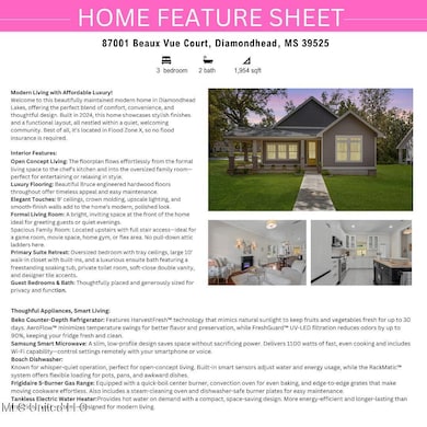 feature sheet for beaux vue