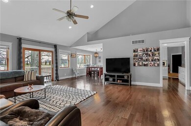 Family room is open to kitchen and breakfast nook