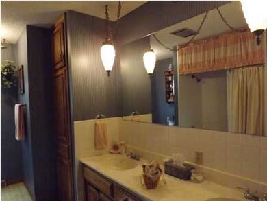 Large main floor bathroom, double sink, wood built