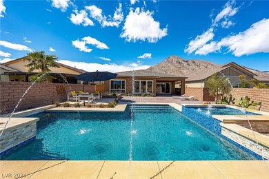 Pool has custom water feature