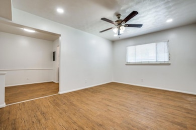 Unfurnished room with ceiling fan, recessed lighti