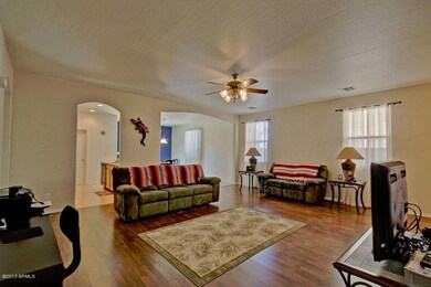 great room, laminate wood flooring