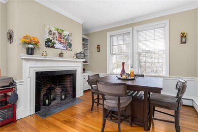 Dining area with fireplace