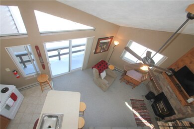 This view looks down to the Family Room and the De