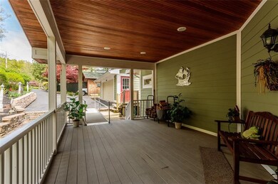 View from covered back entry porch.  All cedar bea
