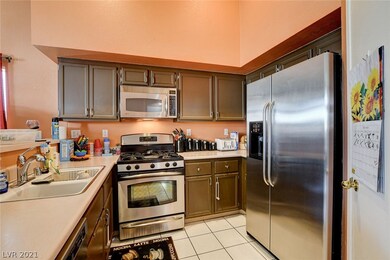 Newer stainless steel appliances in kitchen.
