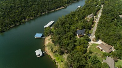 boat dock with blue roof