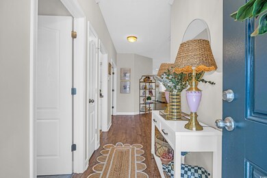 Entrance foyer featuring dark wood-style floors an