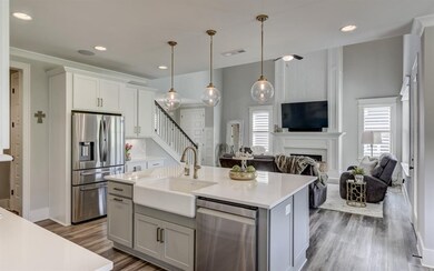 Large island with farm sink