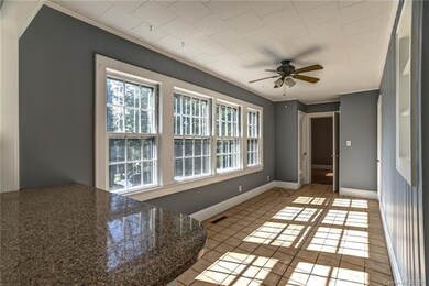 Dining or entertaining area with a bright bank of 