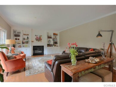 Family Room open to Kitchen with built-in bookcase