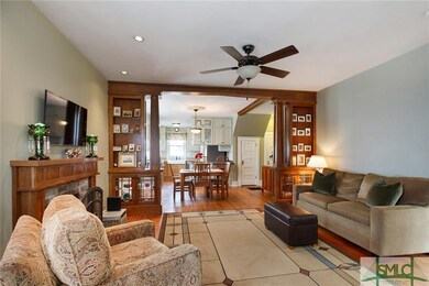 Living room with fireplace, Craftsman built-ins an