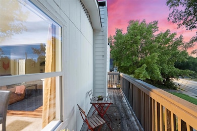 View of balcony at dusk