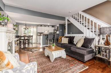 Living Room with Plank Flooring