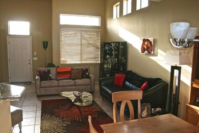 Front door and living room