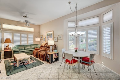 Dining room with plenty of natural light, a chande