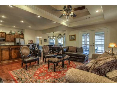 Living Room. French doors lead out to the spacious deck