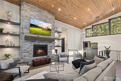 Vaulted ceilings enhance the airy, bright ambiance