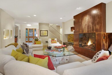 Great room with artistic gas fireplace