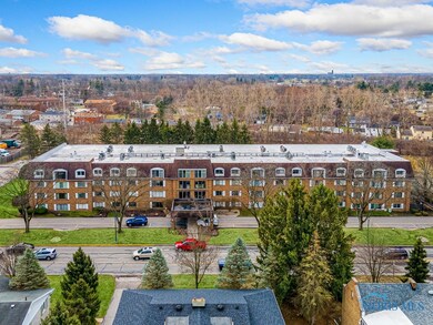 Aerial view of the building