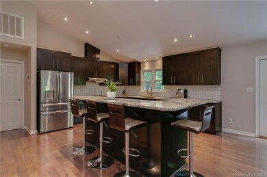 Kitchen bar seats up to five people