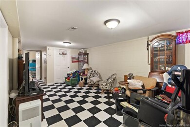 Family room in basement.