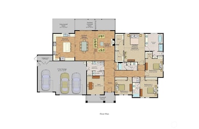 Cicely floor plan C-2 Elevation 3 car garage.