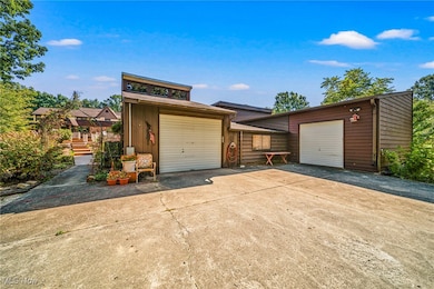 Garage with concrete driveway