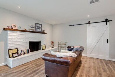Wood burning brick fireplace