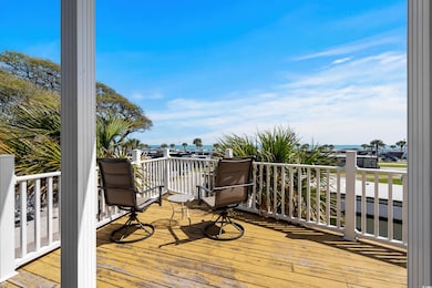 Wooden deck with a water view