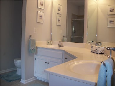 Master bathroom with double vanity.