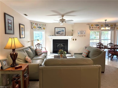 Living area & wood-burning fireplace