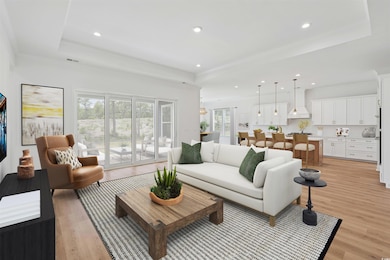 Virtually Staged Great Room of Saltmeadow with different design features.