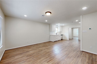 View from the living room of the kitchen area.