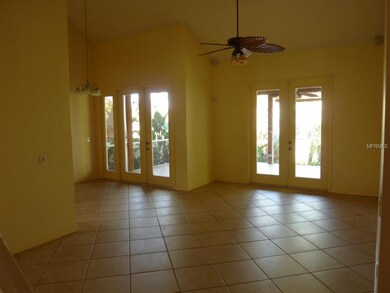 High vaulted ceilings in great room with french do