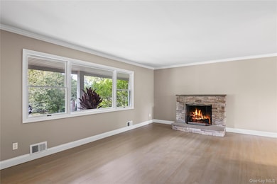 Living Room with woodburning fireplace