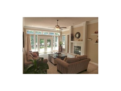 large living room with gas fireplace (see through)