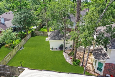 Large backyard with detached garage
