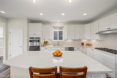 Oversized custom island in the kitchen.