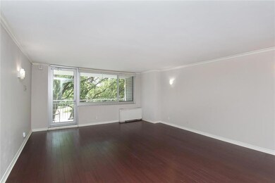 Spacious living room with wall of windows to exter