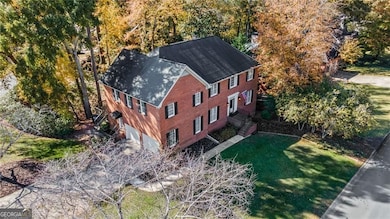 Aerial view of a tree filled landscape