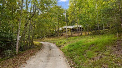 Private drive leads to large parking pads.