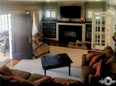 Living room with built in cabinets
