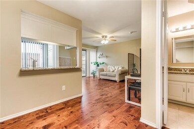 View from dining area, downstairs half bath has be
