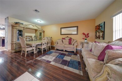 Another view of the living and dining area leading