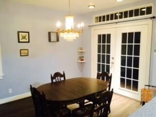 DINING ROOM/13x12Double French doors lead out to t